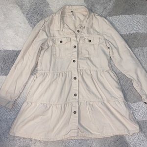 Free People Cream Denim Dress Size L